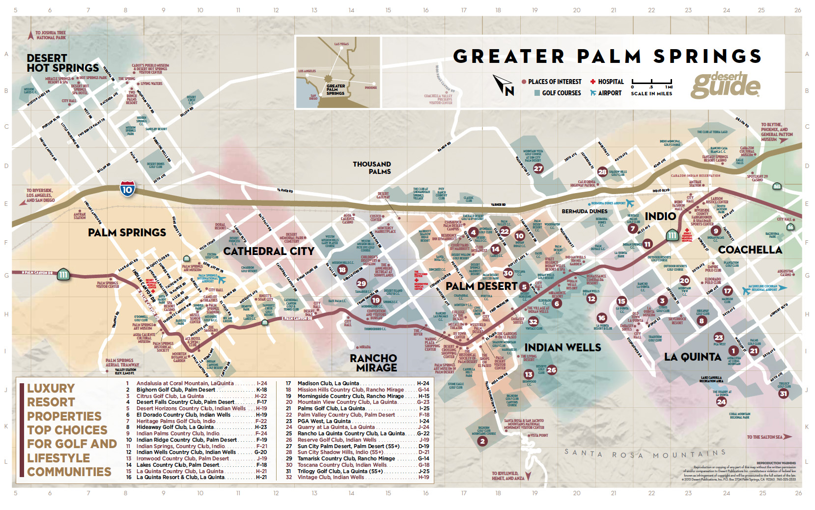 Palm Springs Golf Courses Map World Map